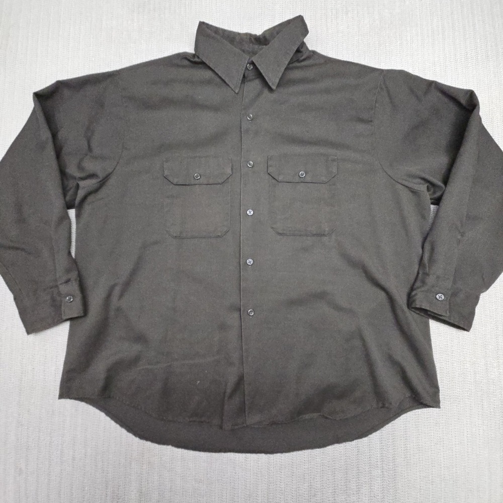 Vintage Dickies Work Shirt Mens XL Green Twill Long Sleeve Button Up Workwear